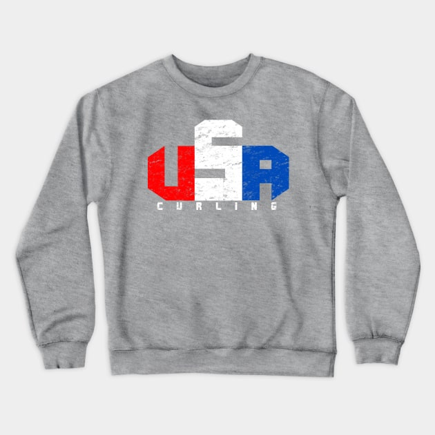 USA Curling Red White and Blue Curling Stone Crewneck Sweatshirt by TeeCreations